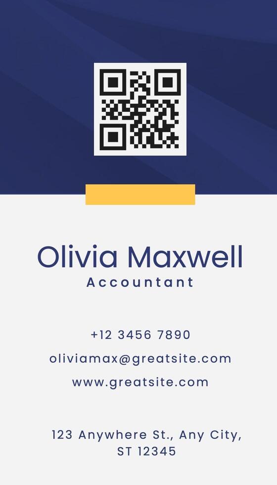 Blue White Minimalist Accountant Business Card Vertical template