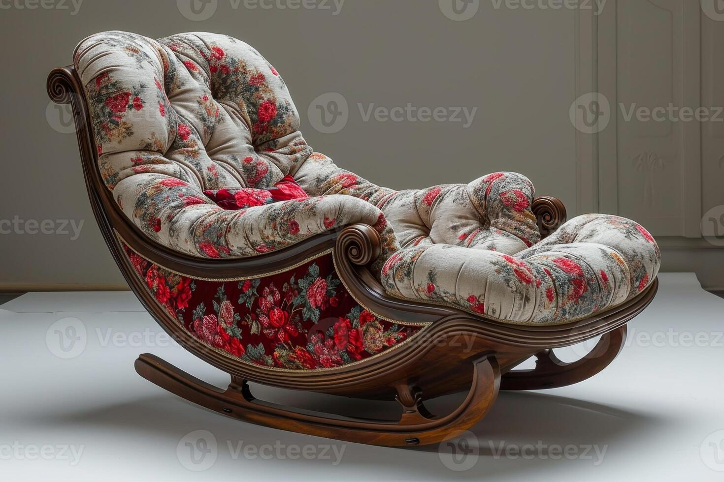 AI generated An old-fashioned designer rocking chair highlighted on a white background photo