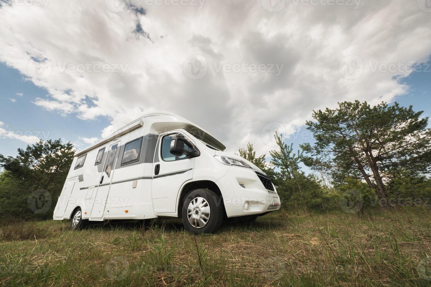 a vacation trip in a motorhome, a rest in a van photo