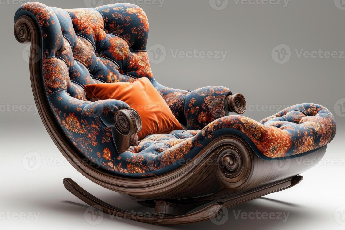 AI generated An old-fashioned designer rocking chair highlighted on a white background photo