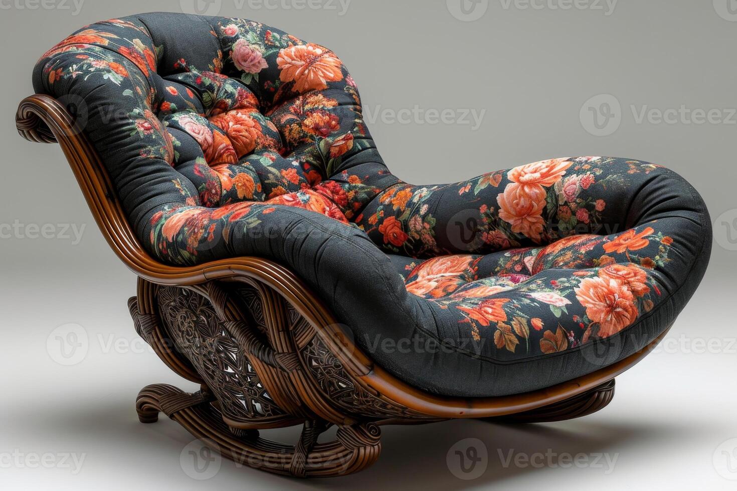 AI generated An old-fashioned designer rocking chair highlighted on a white background photo