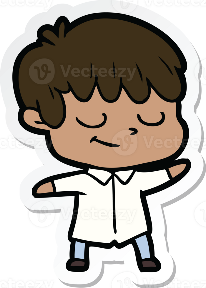 sticker of a cartoon happy boy png