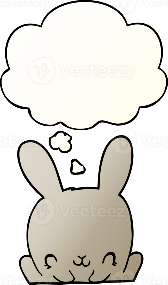 cartoon rabbit and thought bubble in smooth gradient style png
