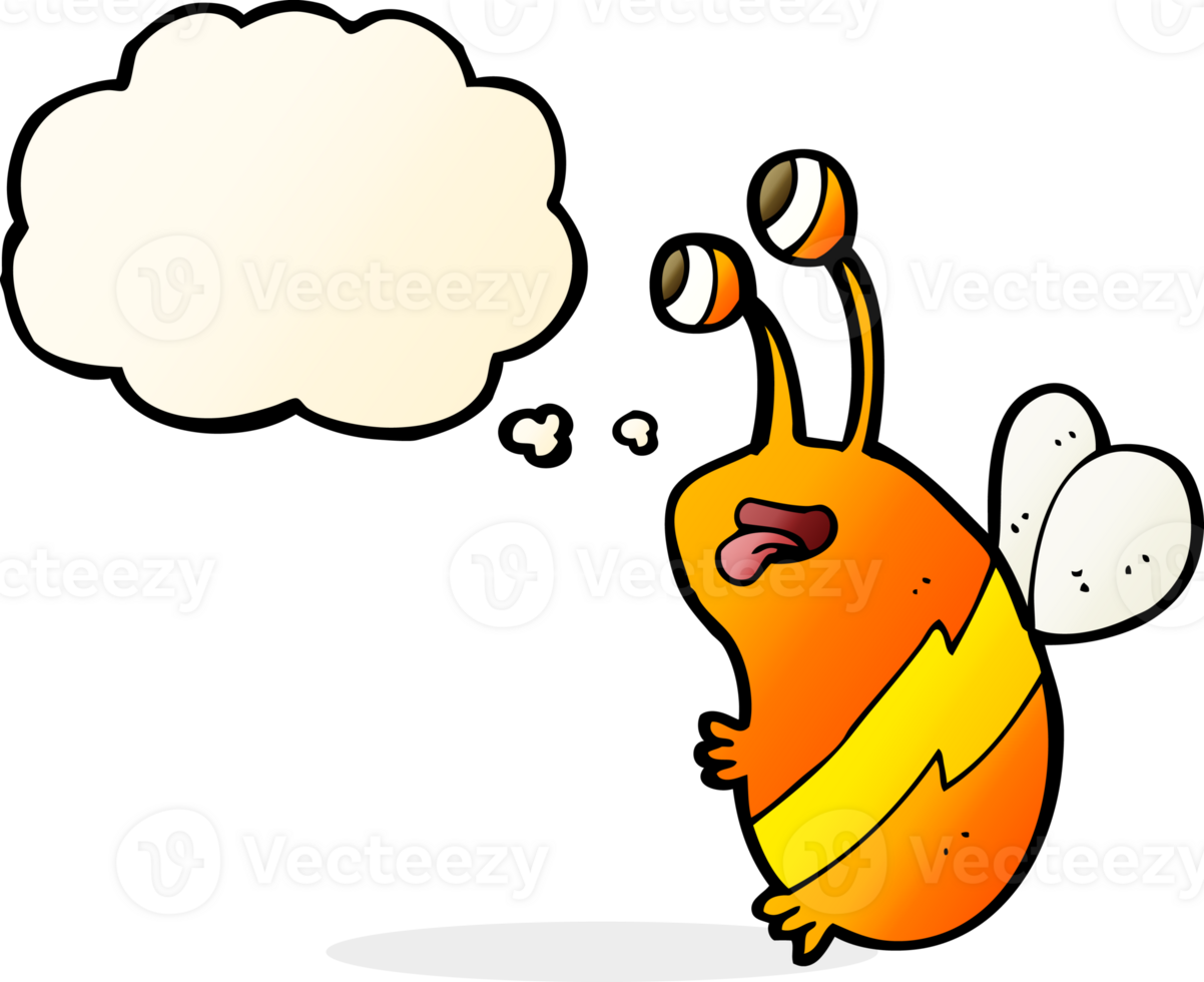 cartoon funny bee with thought bubble png