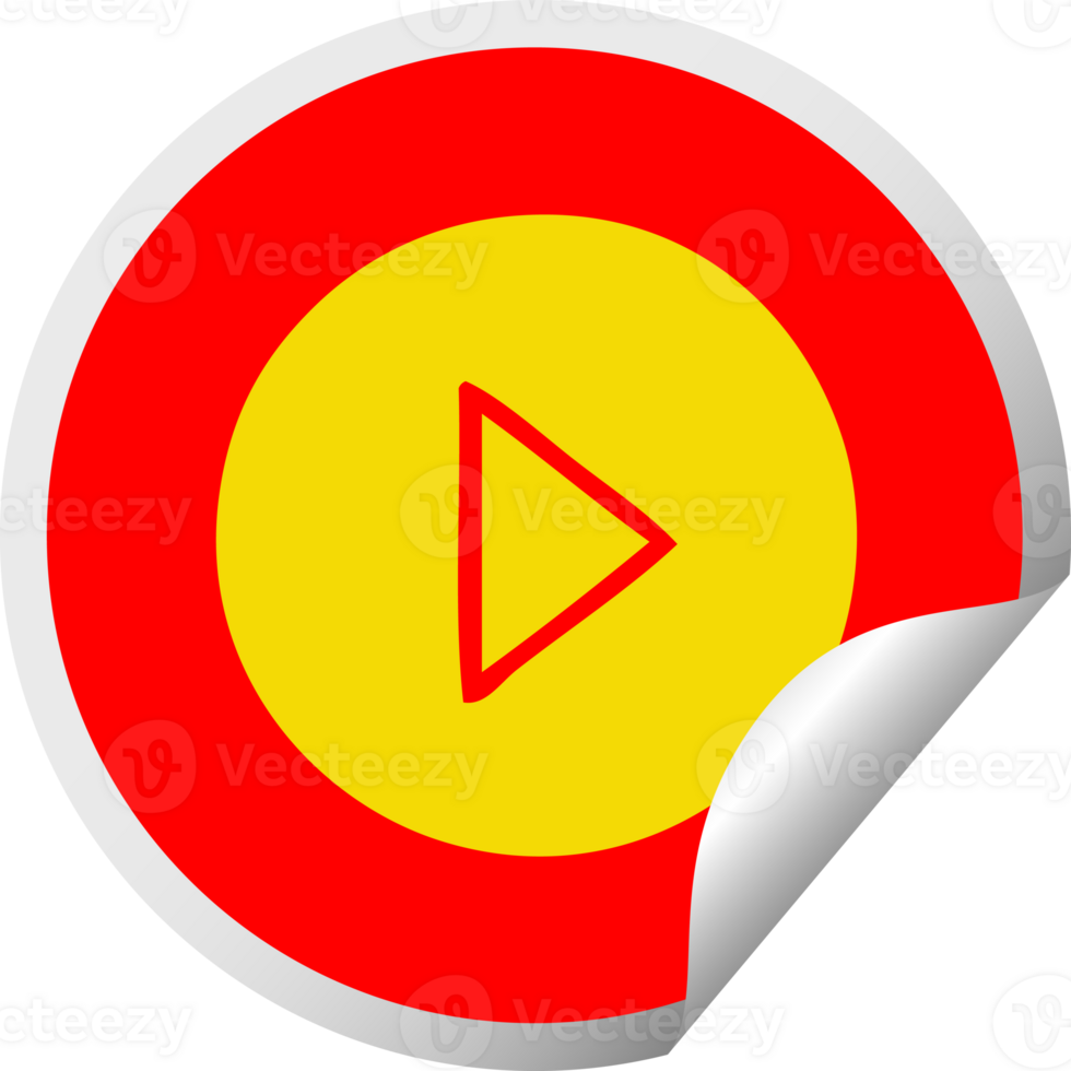 circular peeling sticker cartoon play button png