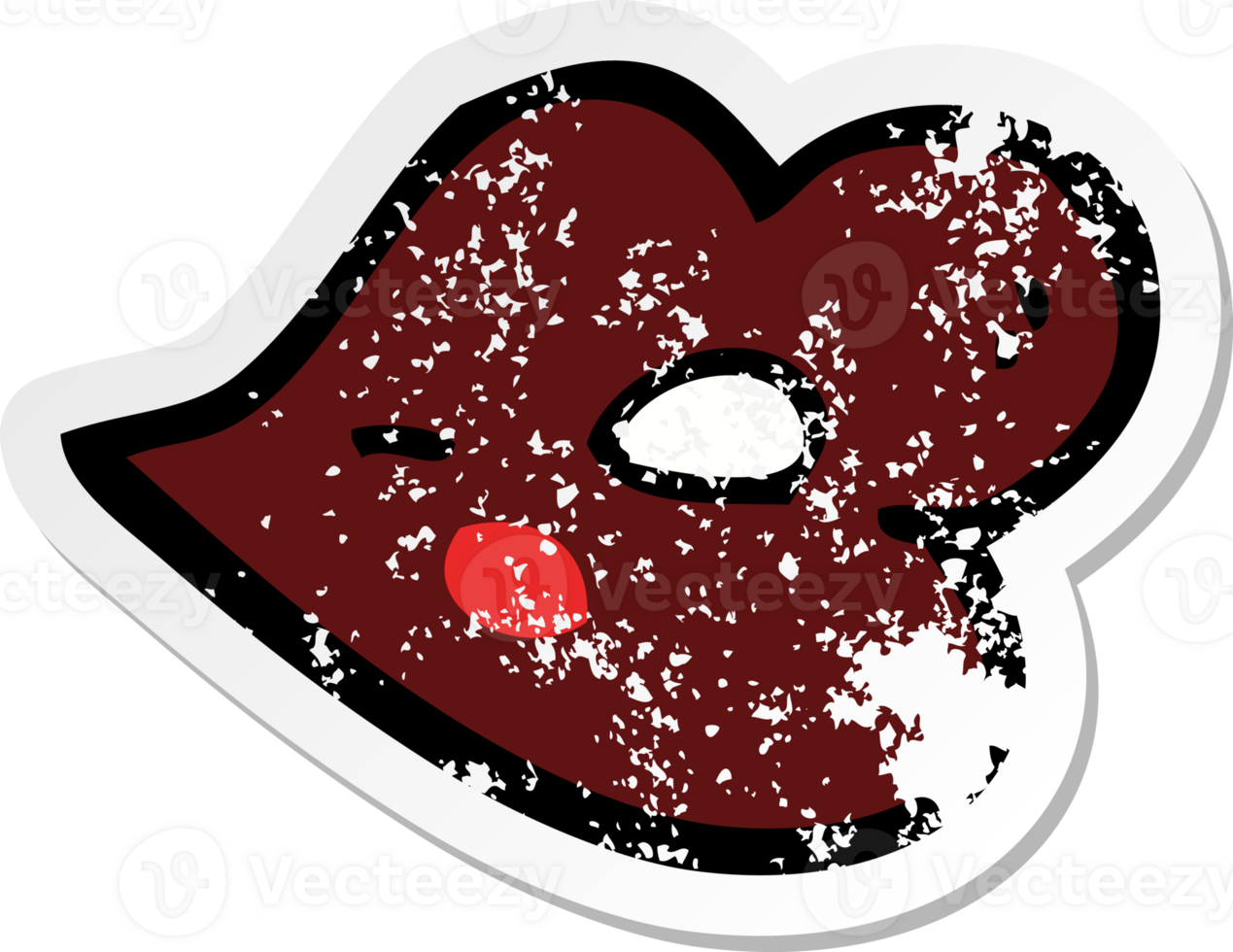 retro distressed sticker of a cartoon glossy lips png