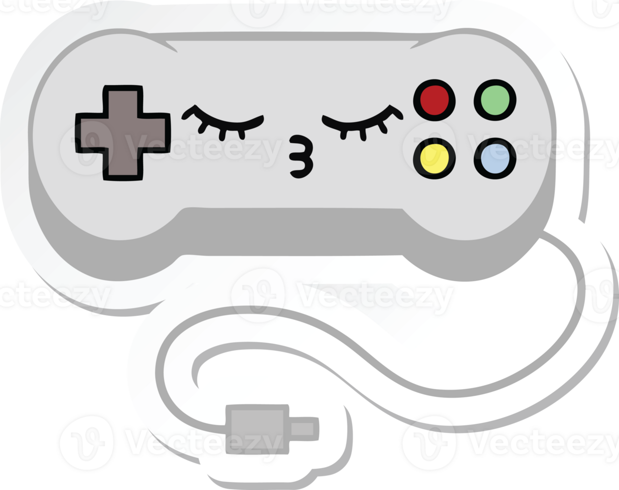 sticker of a cute cartoon game controller png