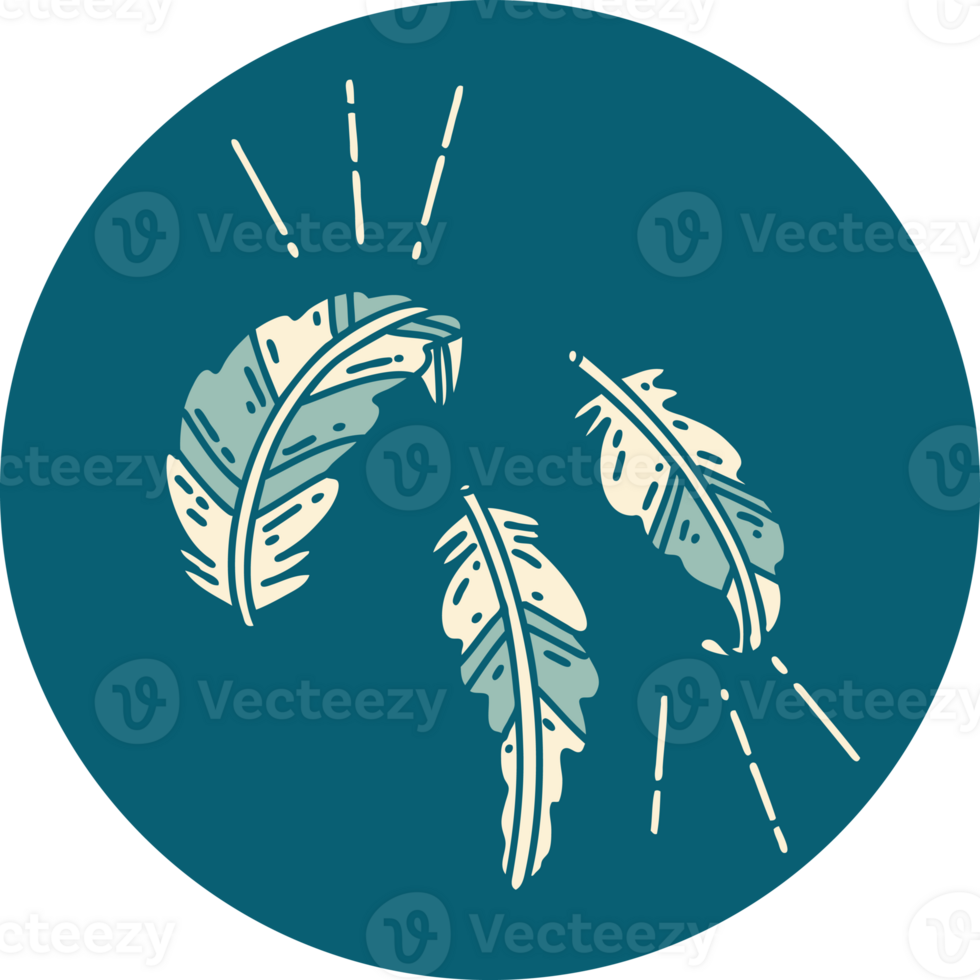 icon of tattoo style feathers floating png
