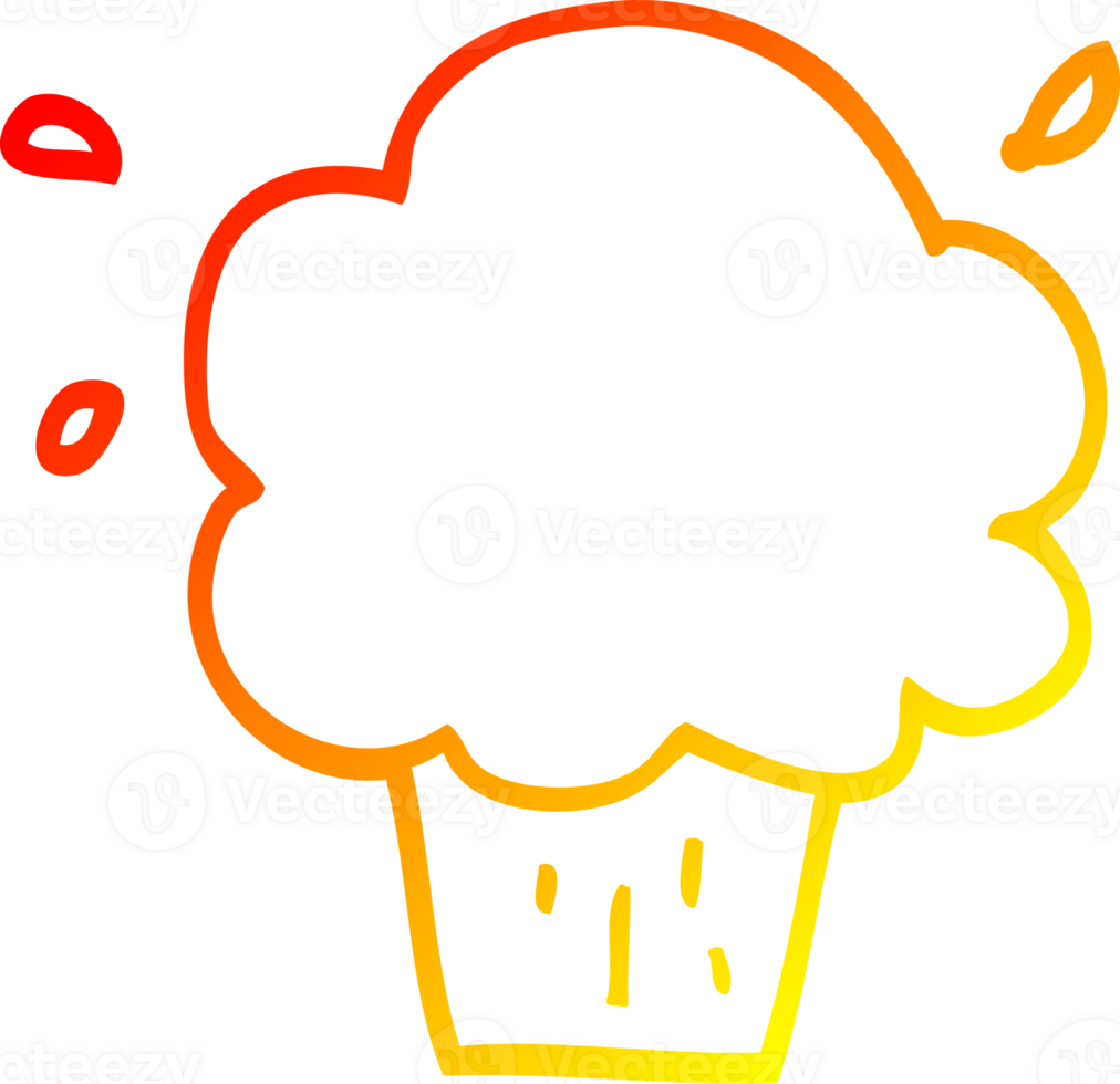 warm gradient line drawing cartoon cupcake png