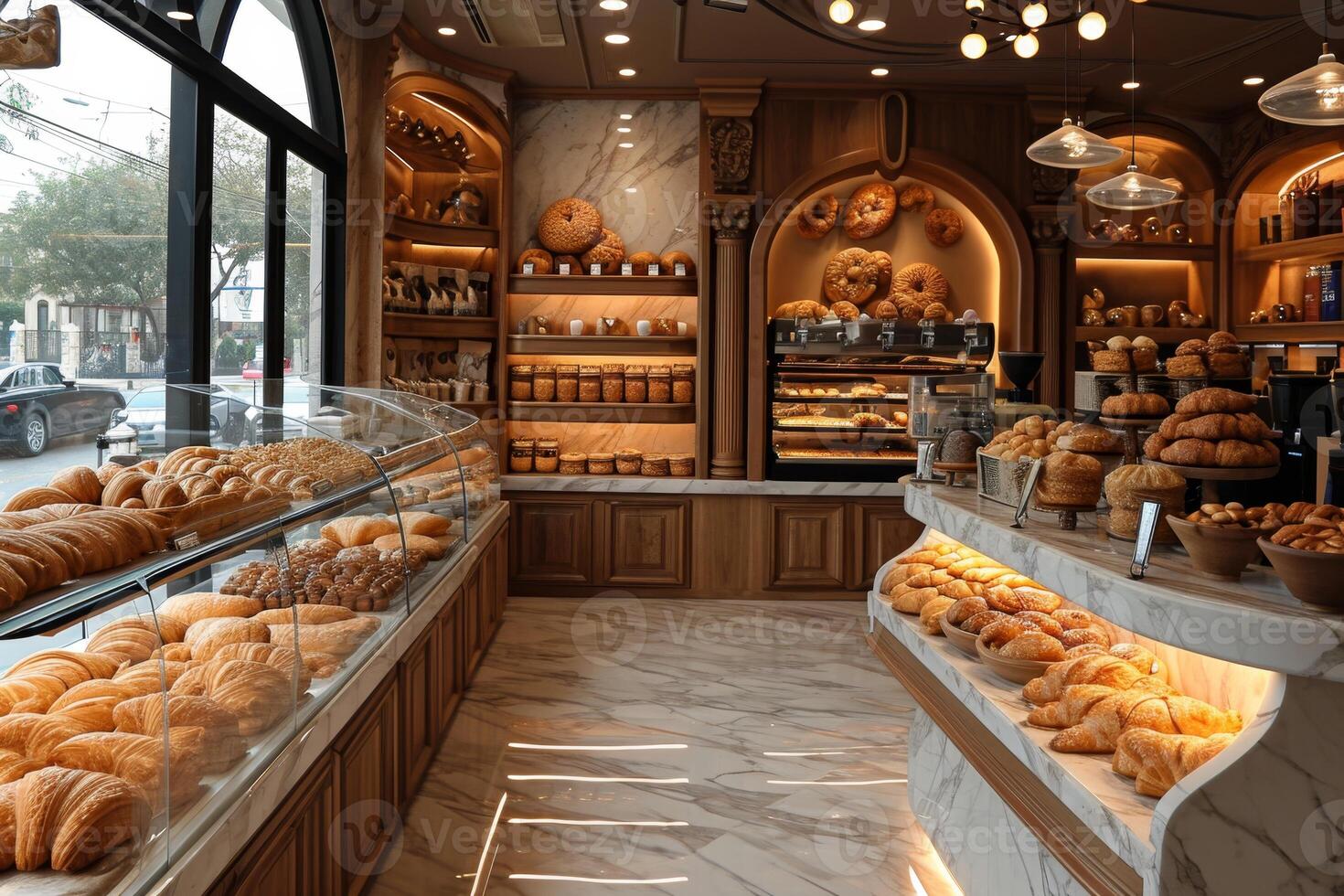 AI generated The interior of a bakery and a store. 3d illustration photo