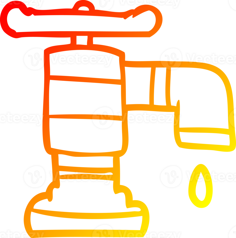 warm gradient line drawing cartoon dripping faucet png