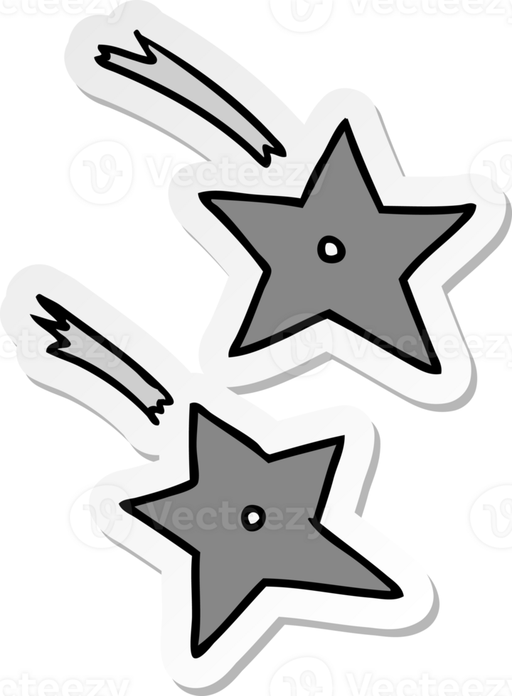 sticker cartoon doodle of ninja throwing stars png