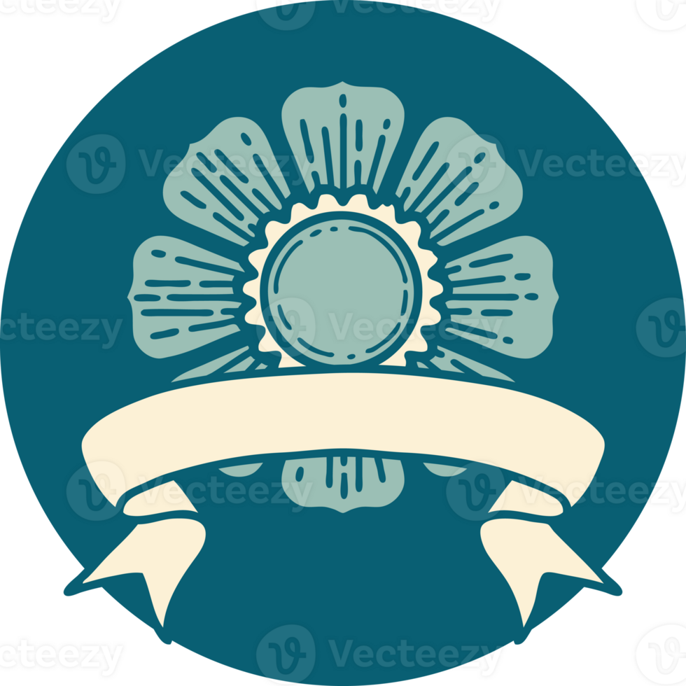 icon with banner of a flower png