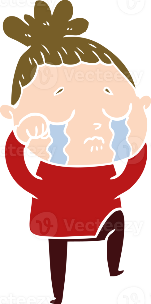flat color style cartoon crying woman png