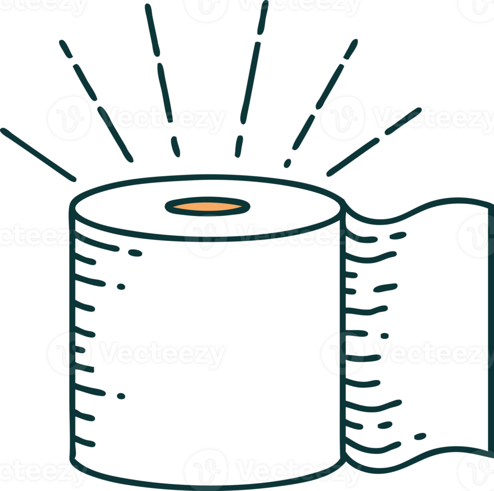 traditional tattoo style toilet paper png