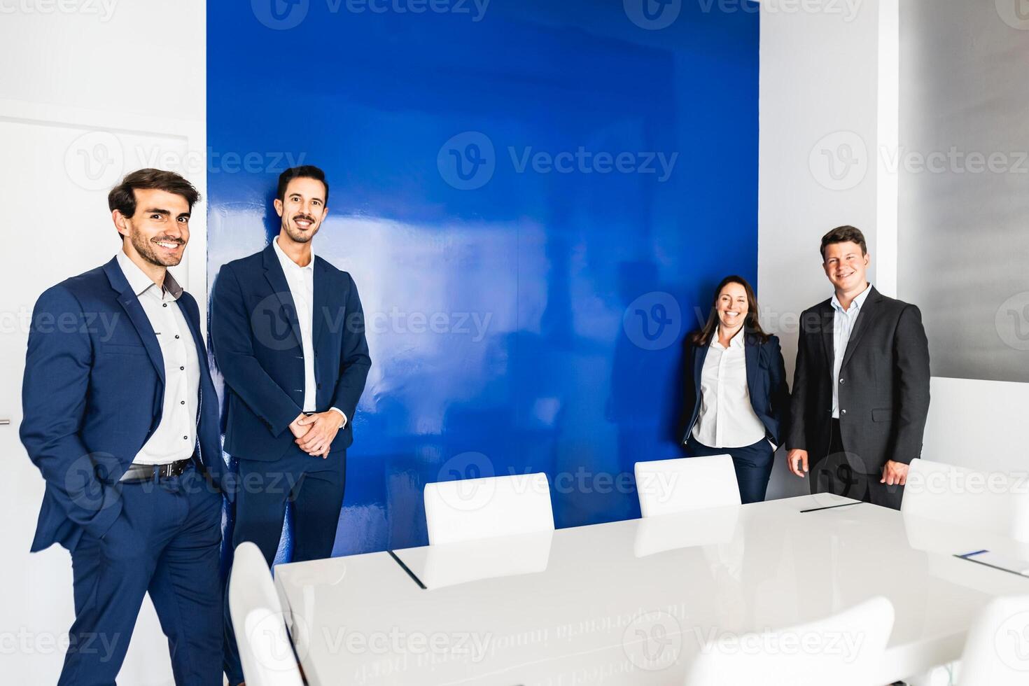 Business team standing in front of camera during meeting work - Entrepreneurship concept photo