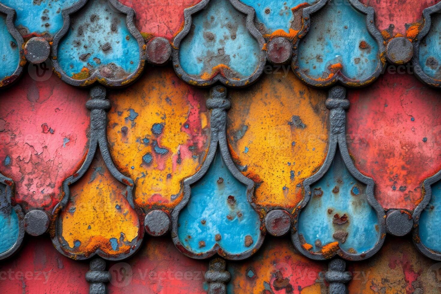 AI generated Colored background with brick texture. Abstract texture on an old worn brick wall photo