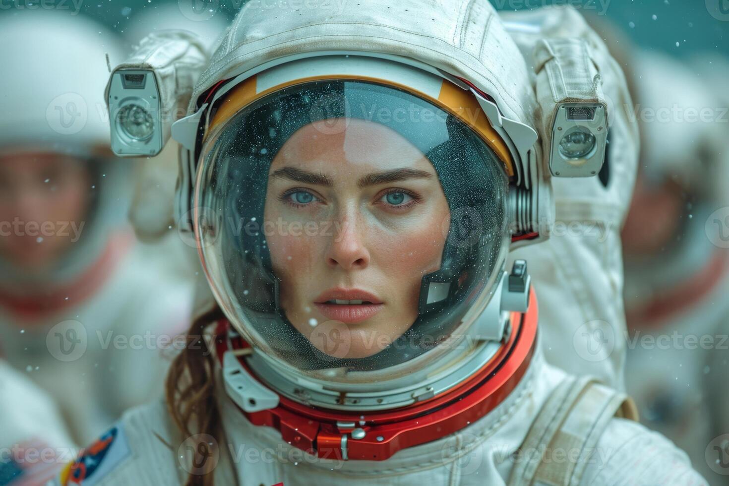 AI generated Portrait of a female astronaut. The concept of space flights photo