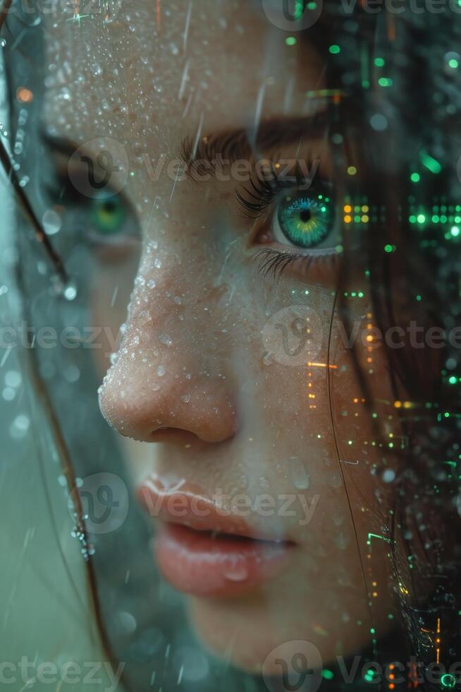 AI generated An image of the head of a female robot. The concept of the future. 3d illustration photo