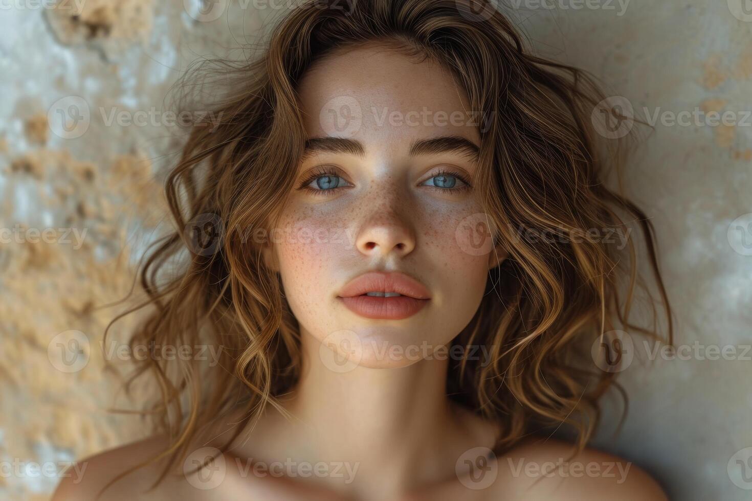 AI generated Close-up portrait of a beautiful young girl photo