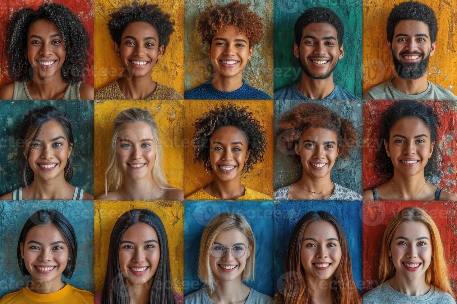 AI generated A collage of many different people. People of different nationalities and races photo