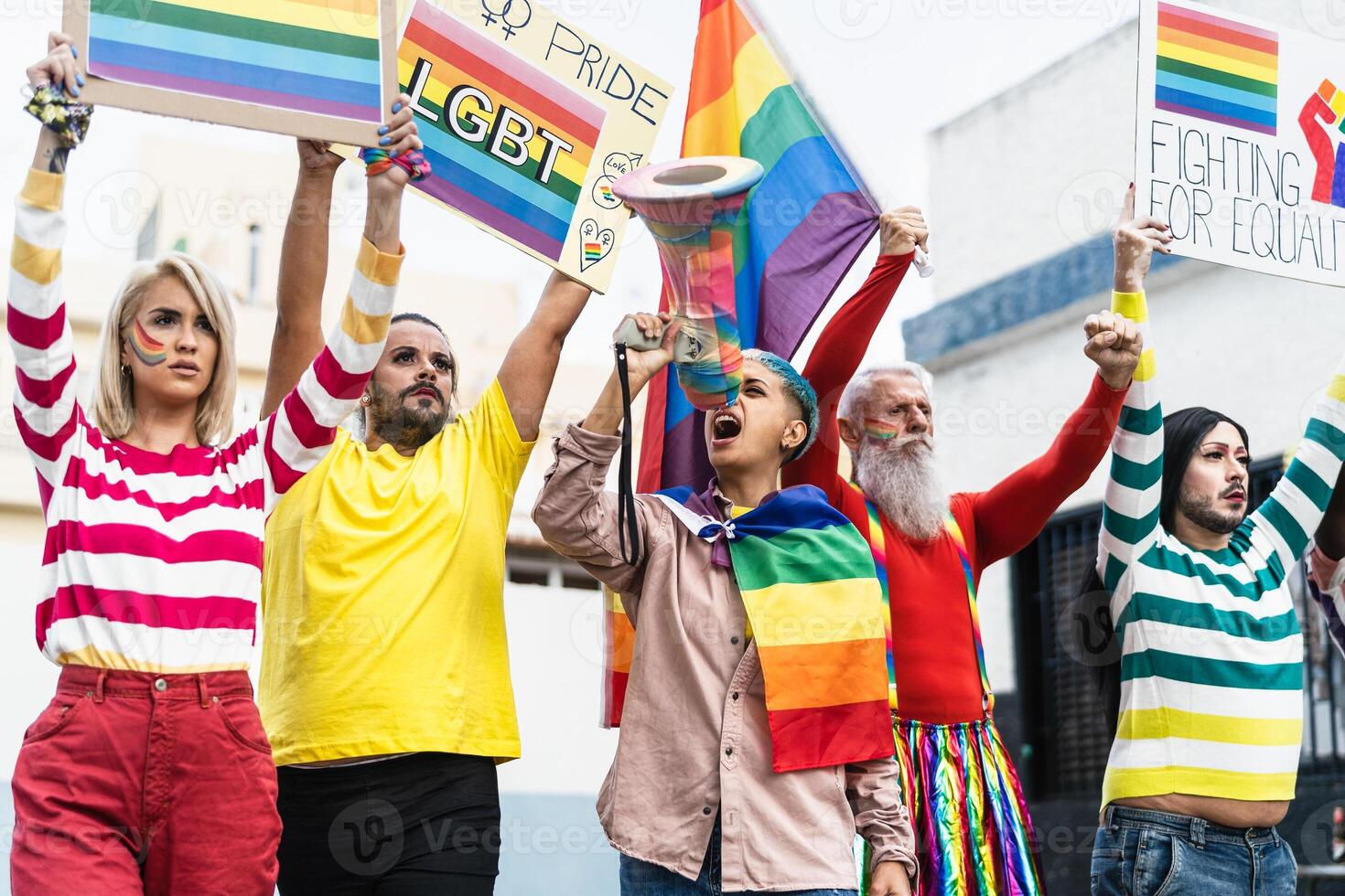 LGBTQ activist people protesting for gender equality photo