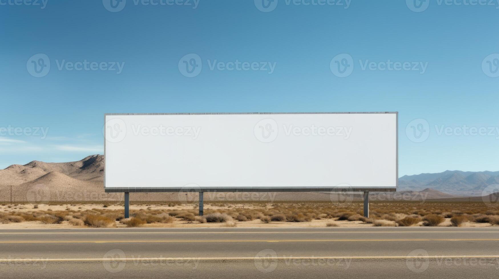 ai generado un grande largo vacío bandera en pie en el calle a lo largo el la carretera. antecedentes para el diseño foto