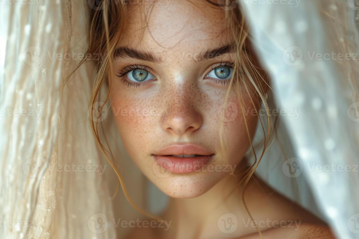 AI generated Close-up portrait of a beautiful young girl photo