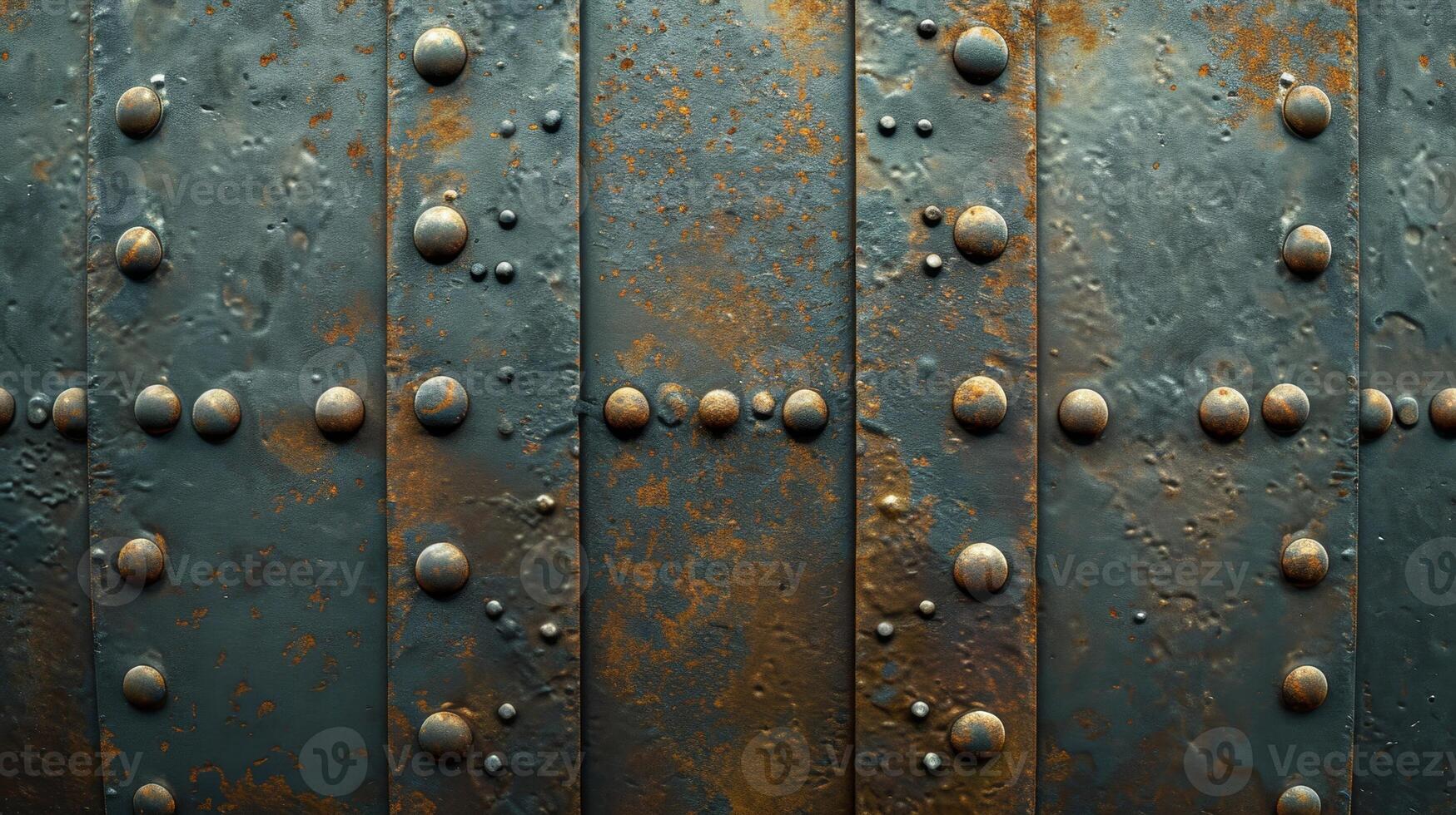 AI generated a riveted piece of old metal sheet. Metal background photo