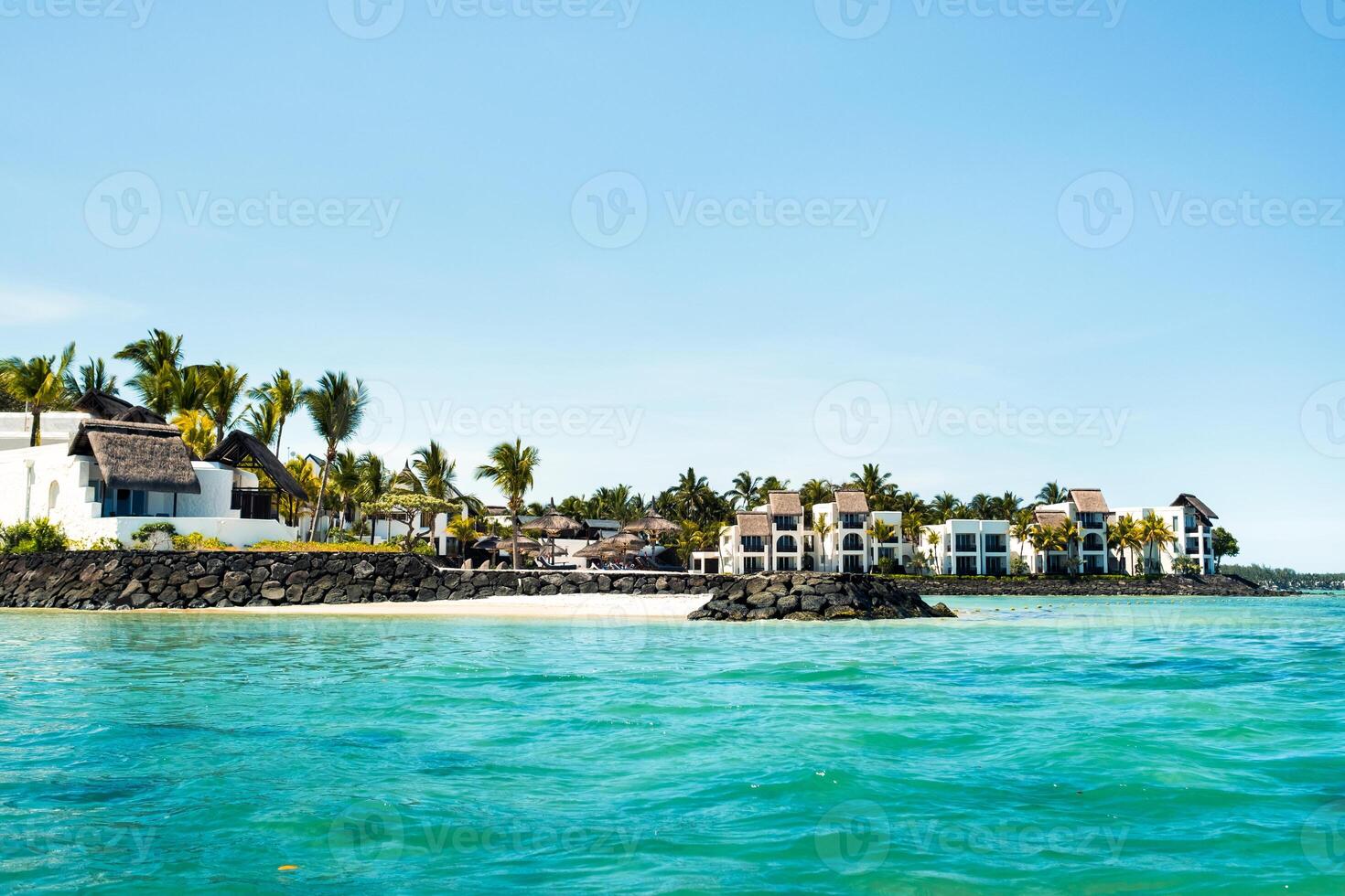 Beach and resort on the east coast of Mauritius photo