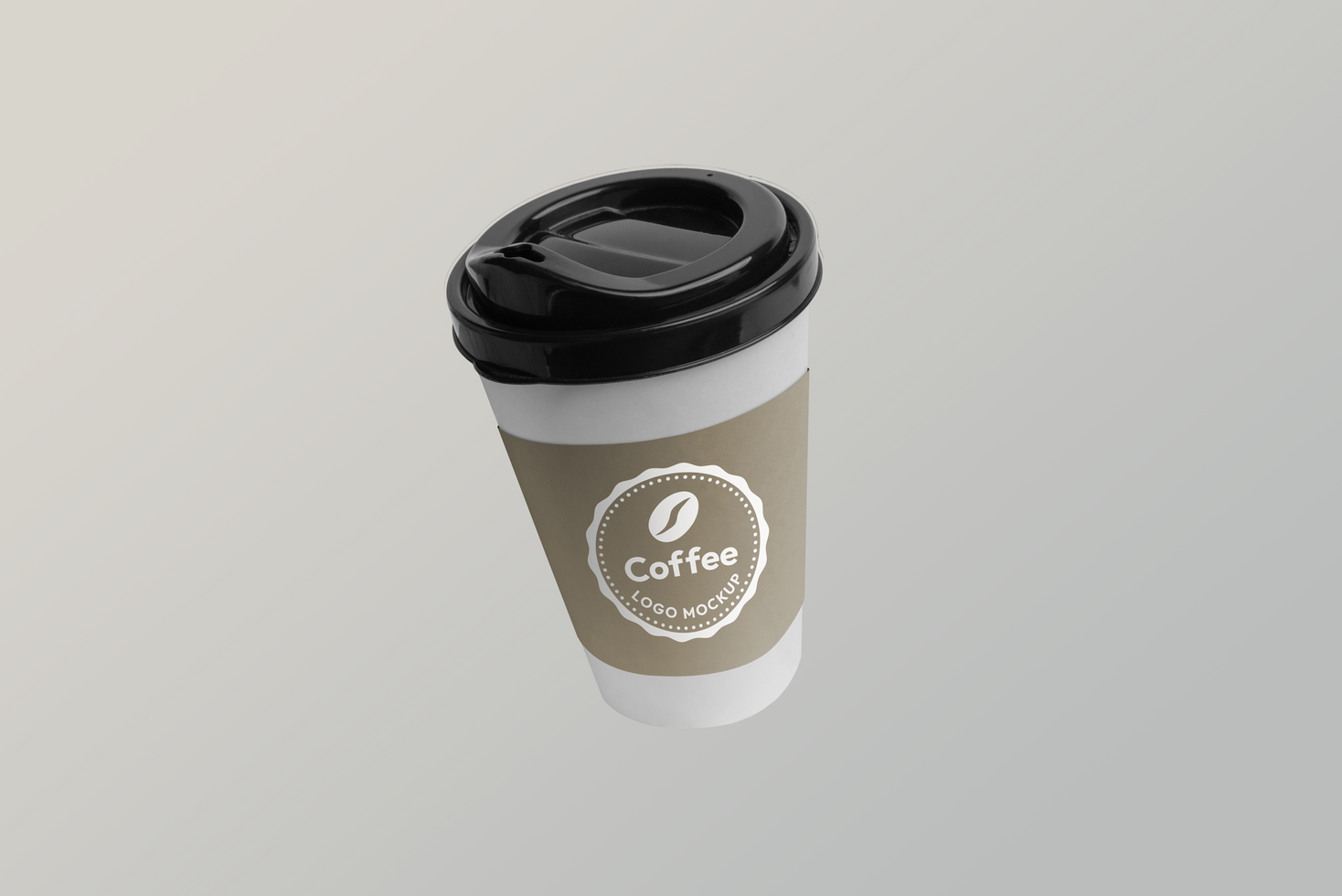 Coffee-to-go paper cup with customizable logo mockup and changeable cup and background colors psd
