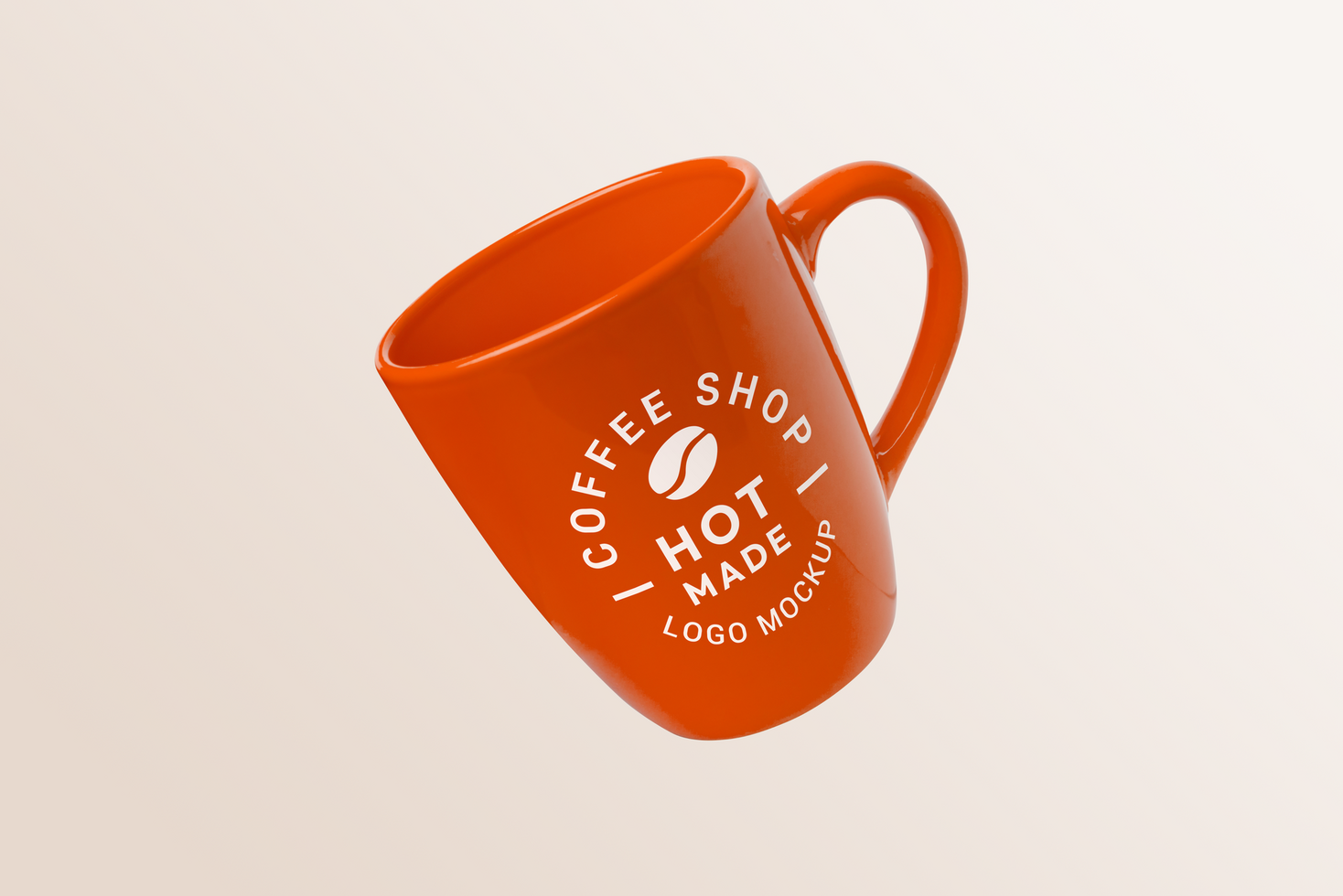 Mug with logo mockup, changeable color and background, angled sideway psd