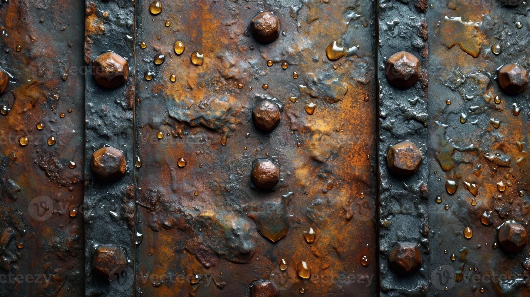 AI generated a riveted piece of old metal sheet. Metal background photo