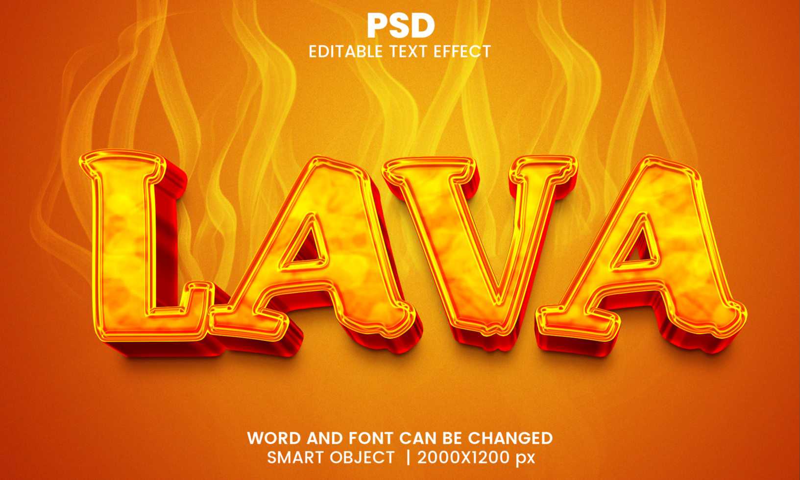 hot lava flame fire orange red 3d text effect psd