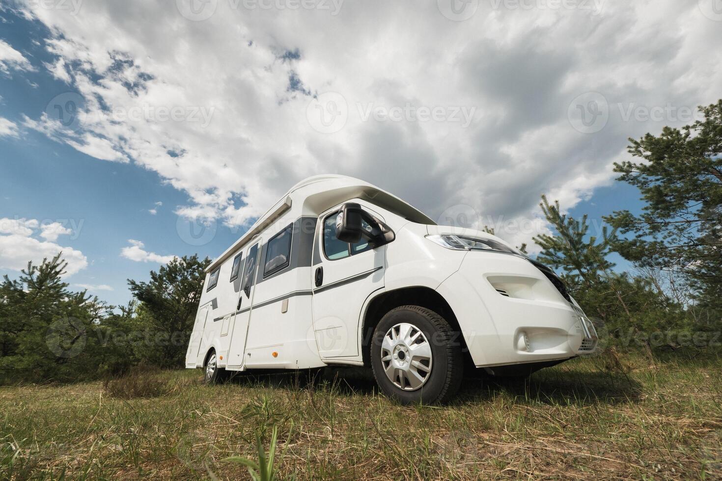 a vacation trip in a motorhome, a rest in a van photo