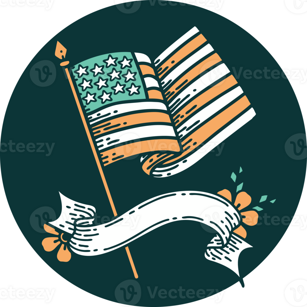 icon with banner of the american flag png