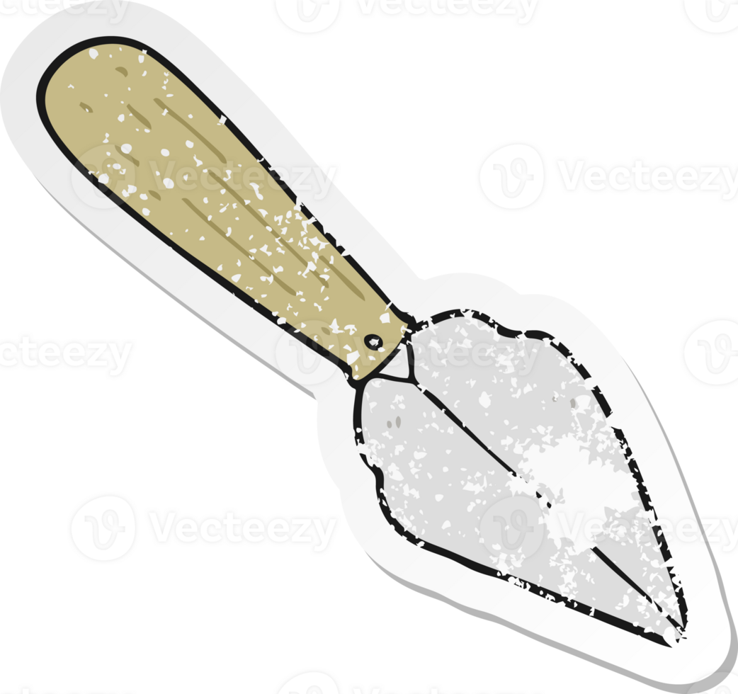 distressed sticker of a cartoon garden trowel png