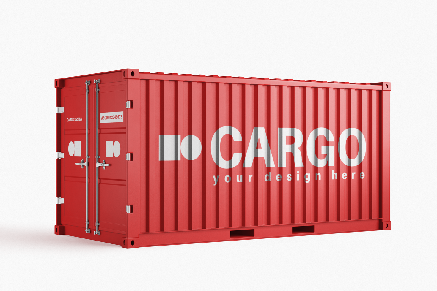 commercial logistic shipment export cargo delivery large metal container realistic mockup editable psd