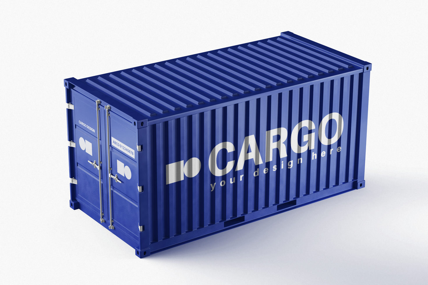 editable realistic mockup of logistic shipment large cargo delivery metal container 3d rendering psd