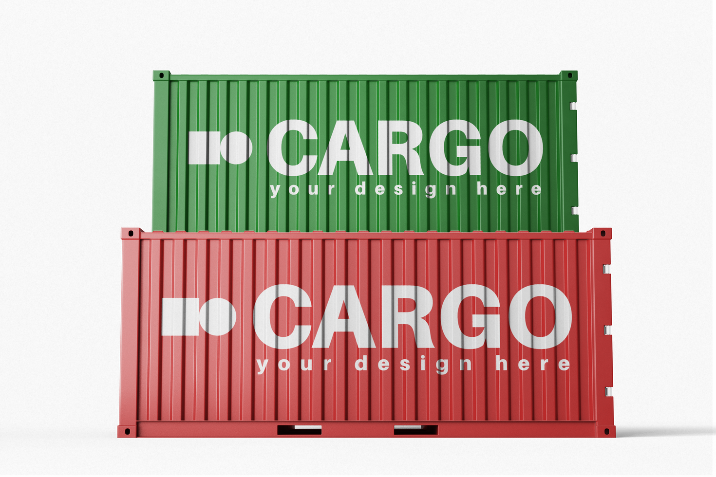 two stack logistic cargo delivery export metal container realistic mockup side view 3d rendering psd