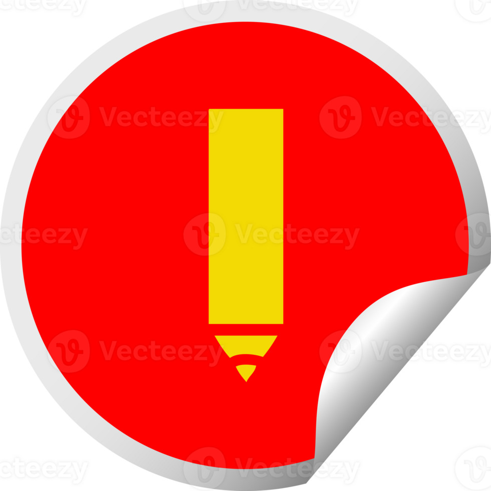 circular peeling sticker cartoon red pencil png