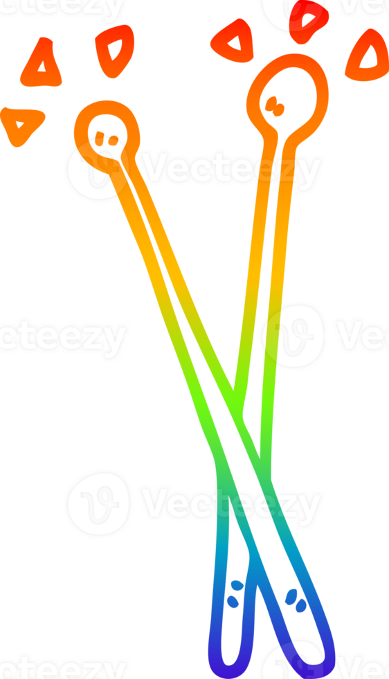 rainbow gradient line drawing cartoon drum sticks png