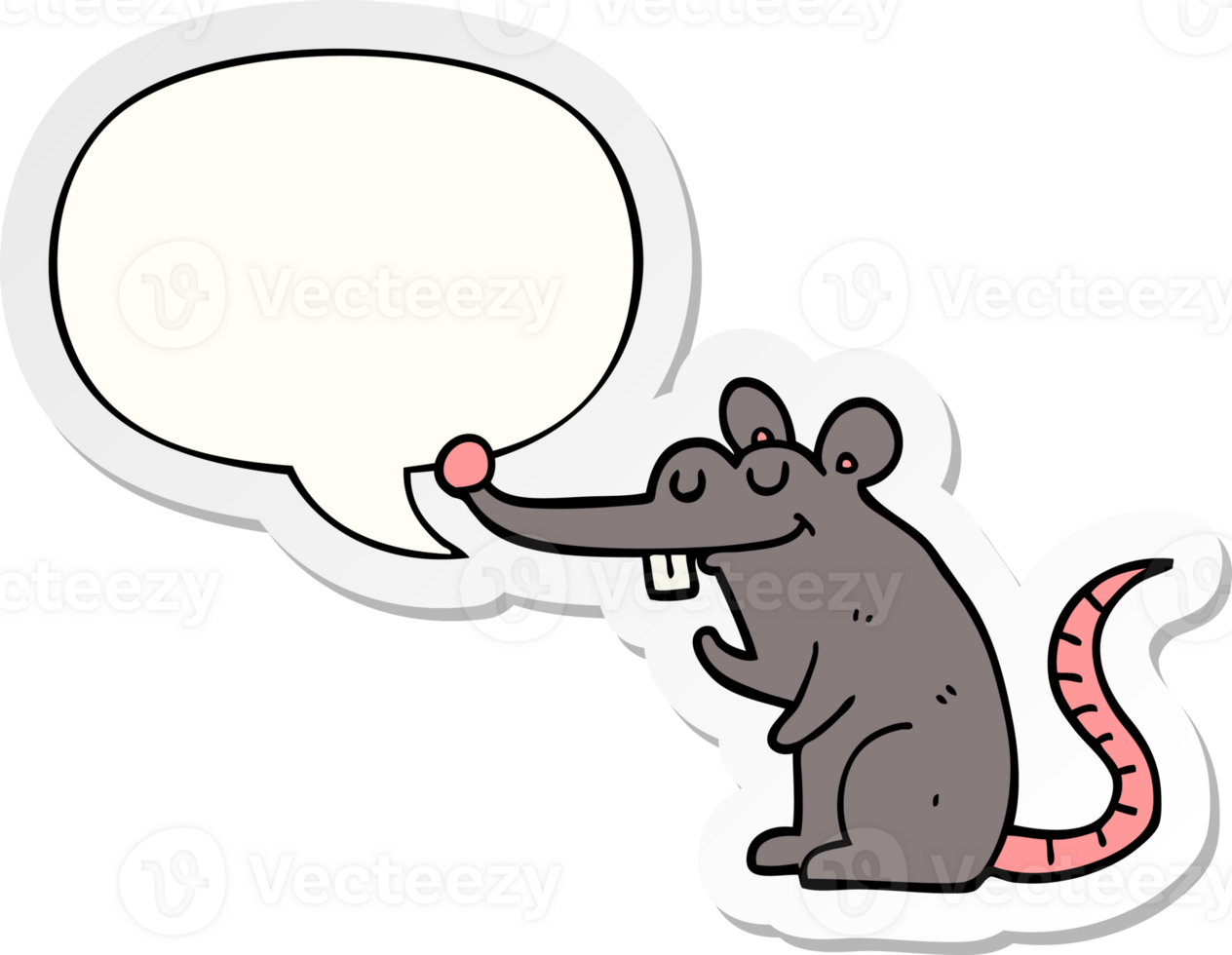 cartoon rat and speech bubble sticker png