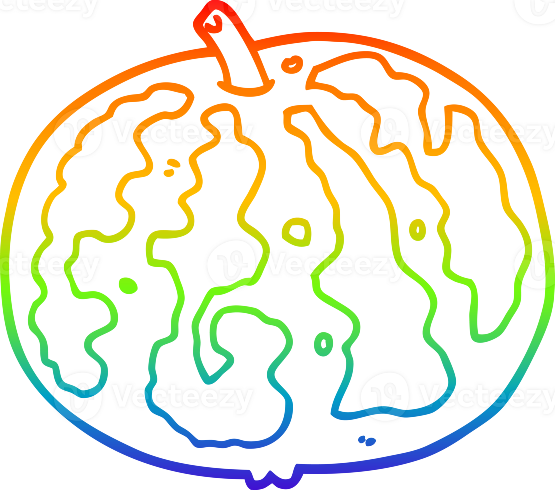 rainbow gradient line drawing cartoon melon png
