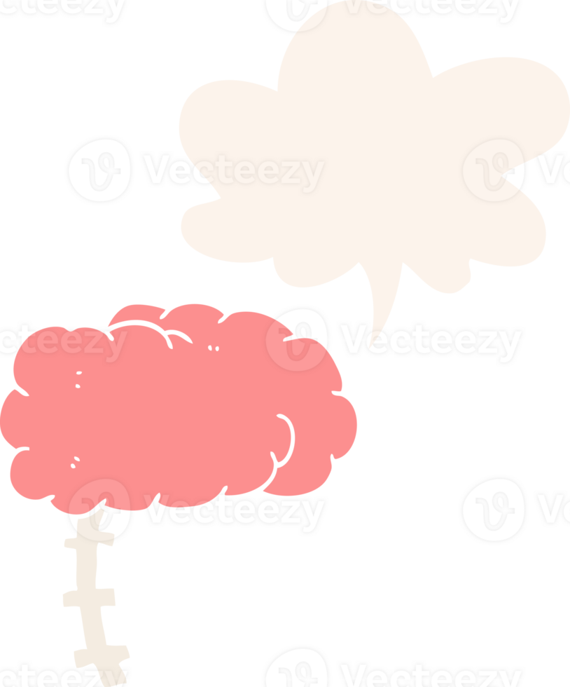 cartoon brain with speech bubble in retro style png