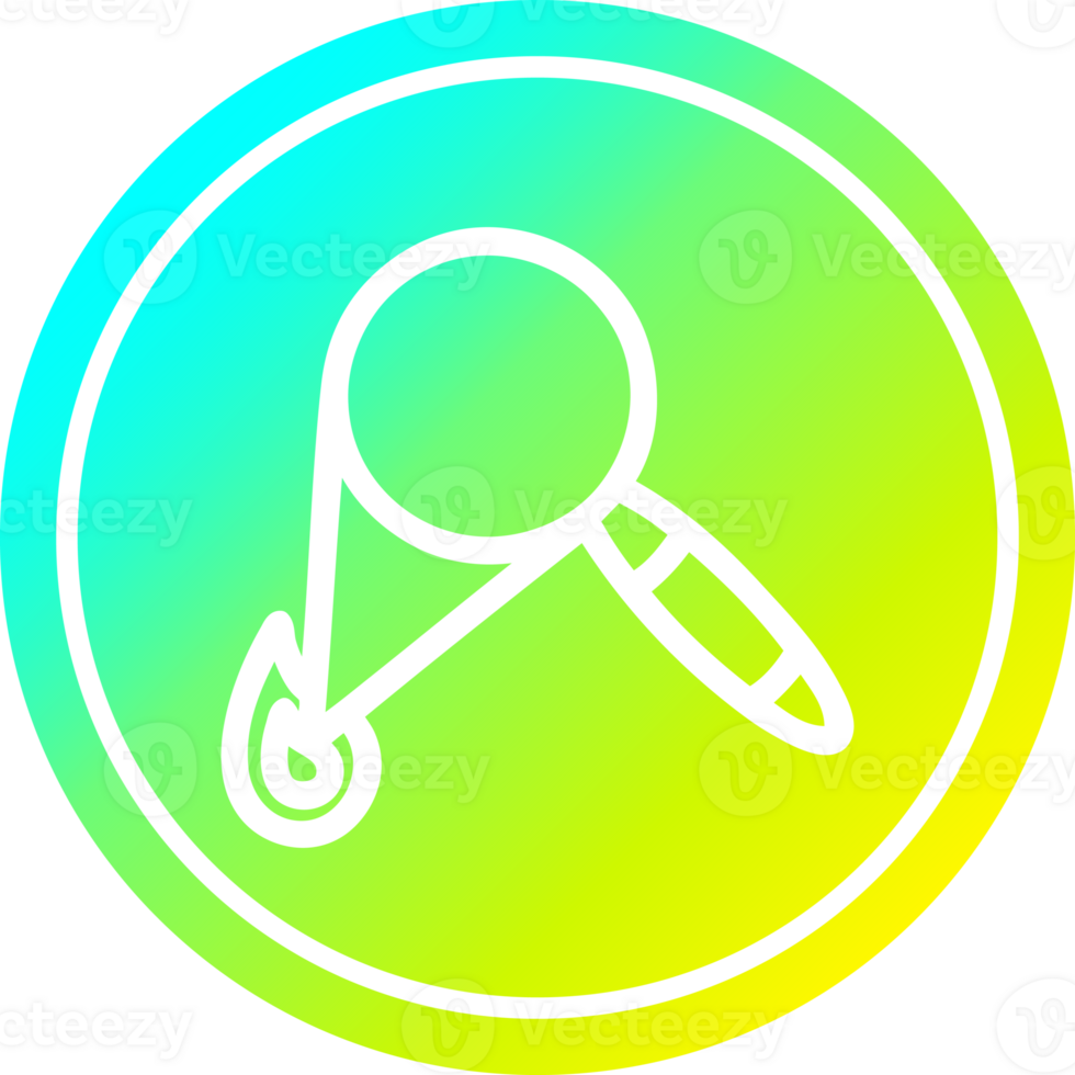 magnifying glass burning circular icon with cool gradient finish png