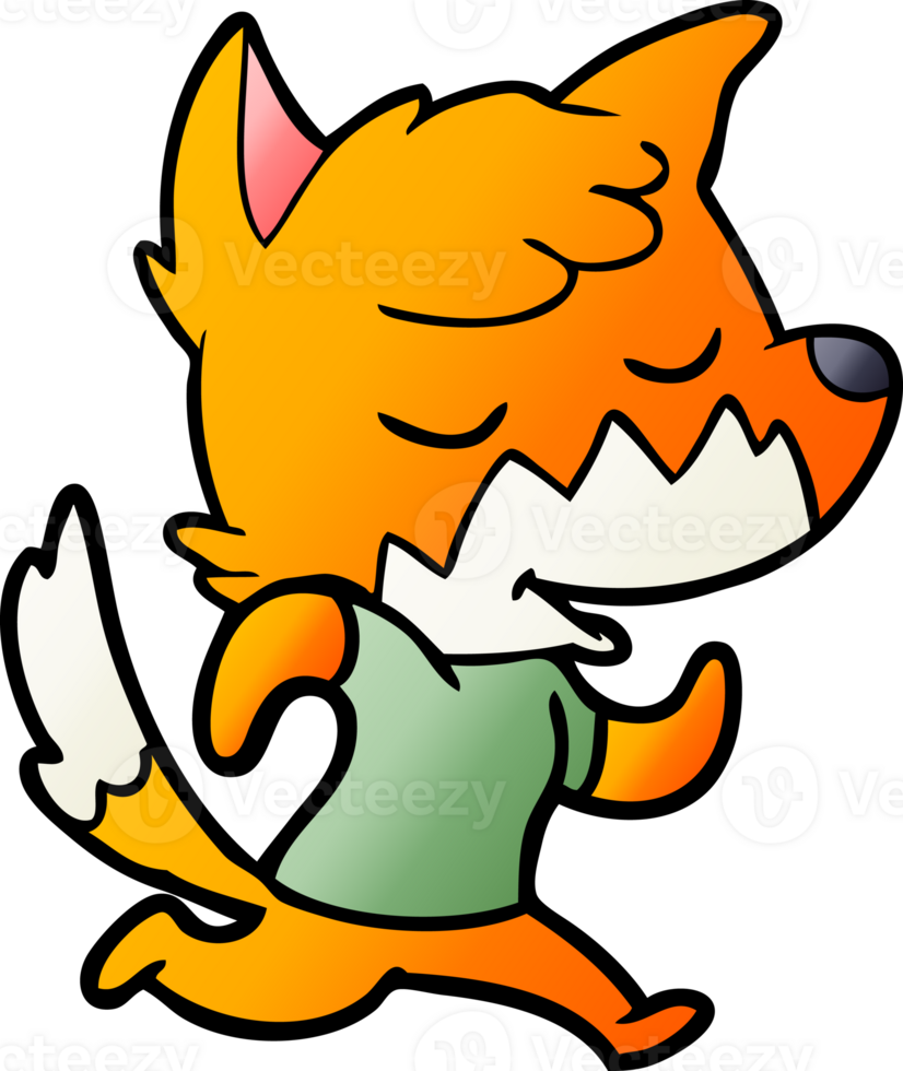 friendly cartoon fox running png
