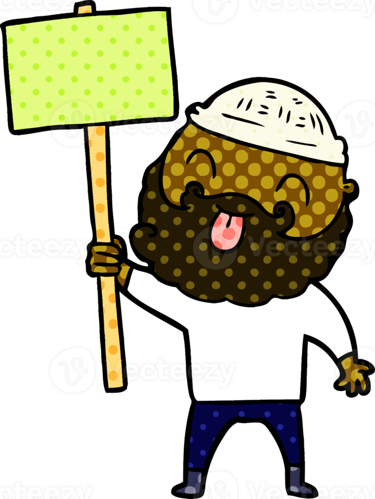 bearded protester cartoon png