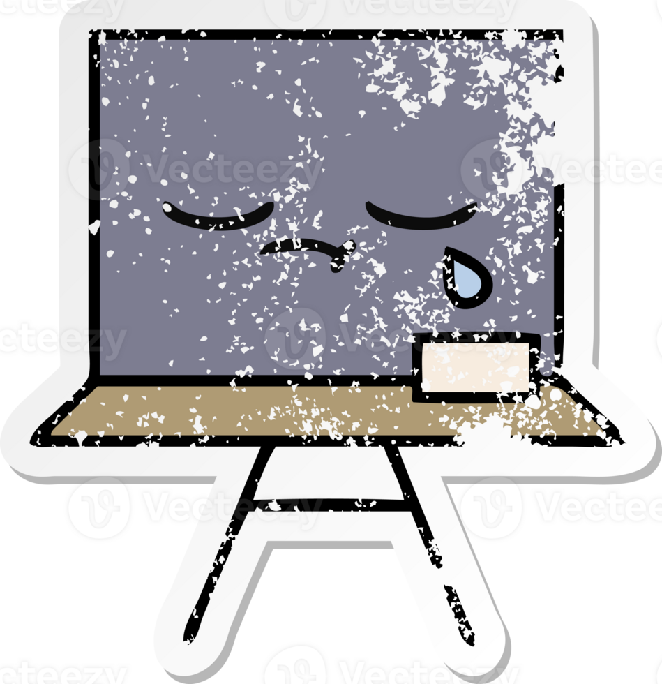 distressed sticker of a cute cartoon chalkboard png