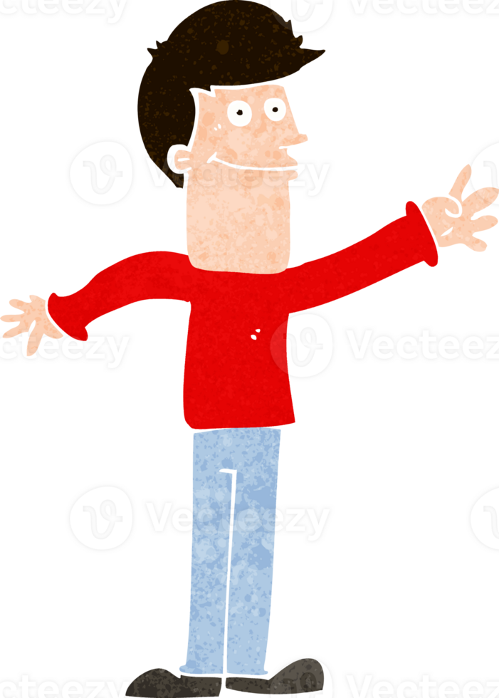 cartoon happy man waving png